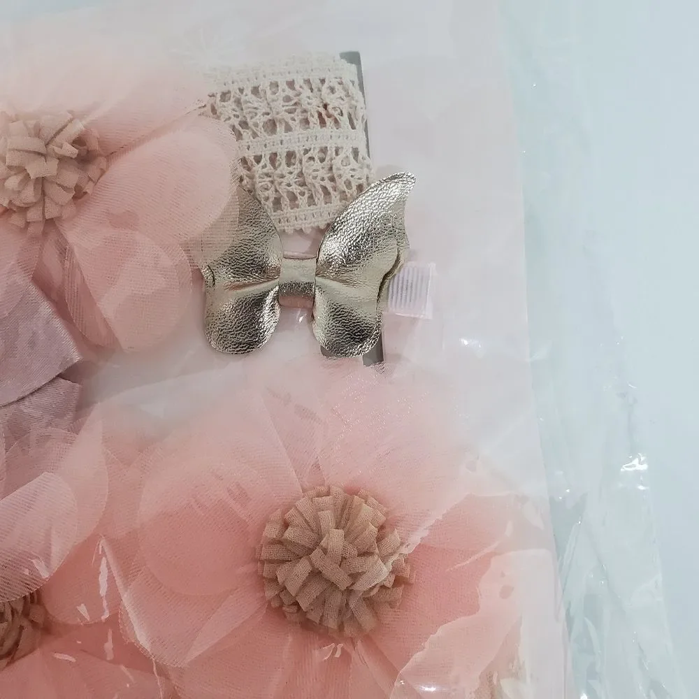 NIB Chicbaby Pink Flower Hair Accessories & Socks